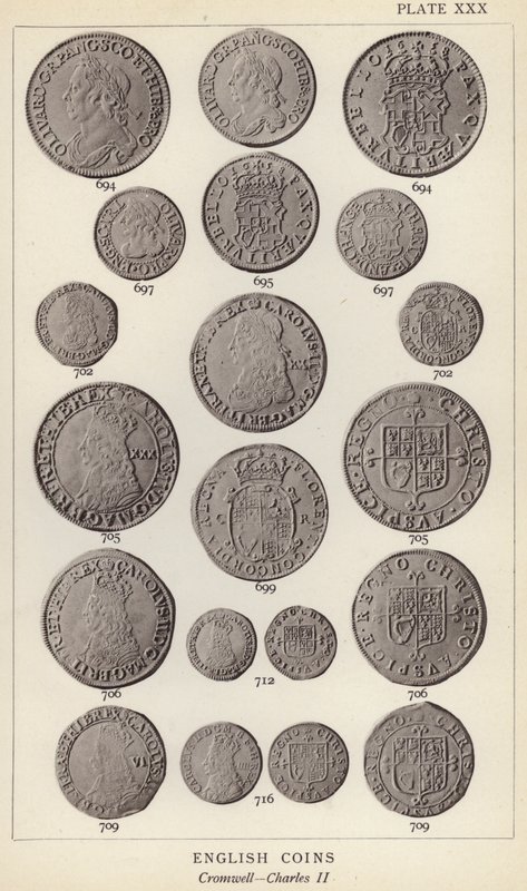 Engelske mønter, Cromwell, Charles II (s/h foto) af English Photographer