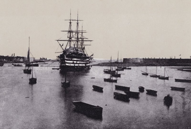 Indgang Portsmouth Harbor (s/h foto) af English Photographer