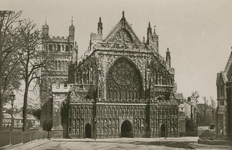 Exeter Cathedral, West Front af English Photographer