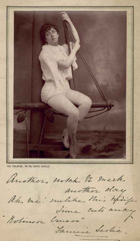Fannie Leslie, skuespillerinde, fotografi og underskrevet besked af English Photographer