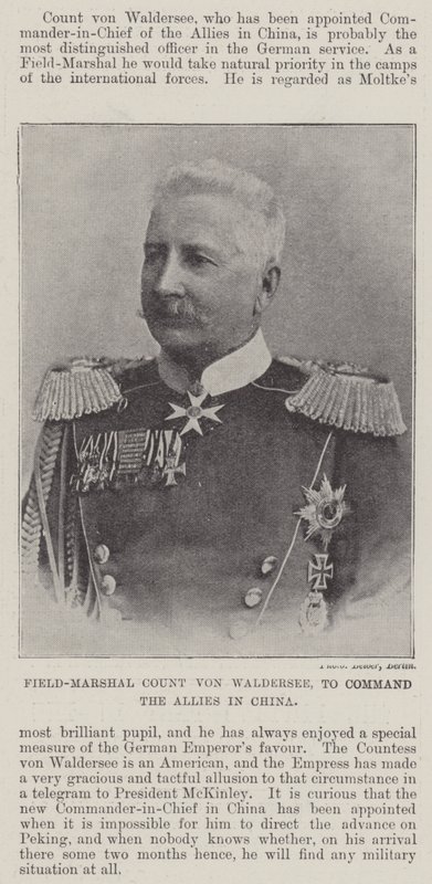 Feltmarskal grev von Waldersee, til at kommandere de allierede i Kina af English Photographer