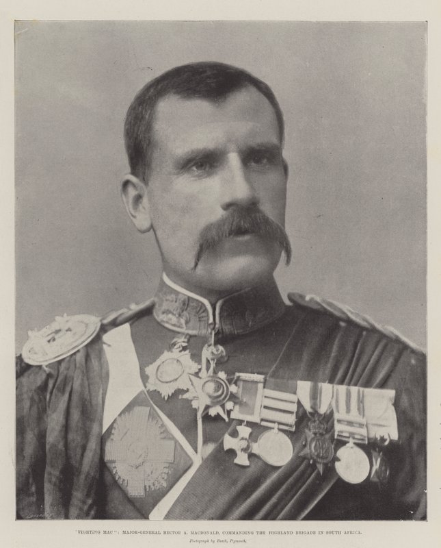 Fighting Mac, generalmajor Hector A Macdonald, kommanderende Highland Brigade i Sydafrika af English Photographer