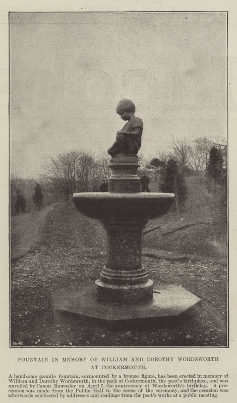 Springvand til minde om William og Dorothy Wordsworth i Cockermouth af English Photographer