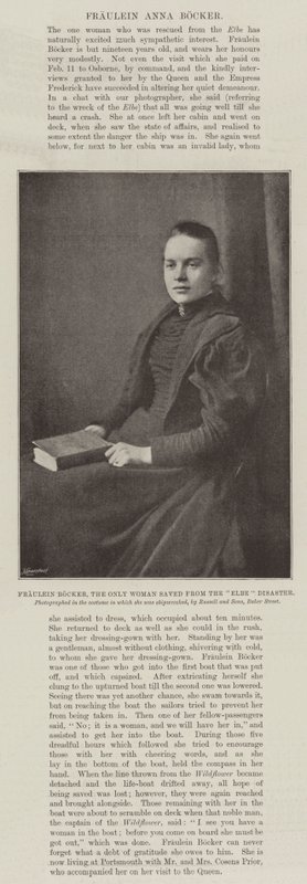 Fraulein Bocker, den eneste kvinde, der blev reddet fra Elben-katastrofen af English Photographer