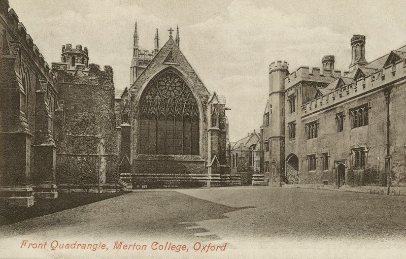Front Quad, Merton College, Oxford, Oxfordshire (s/h-billede) af English Photographer