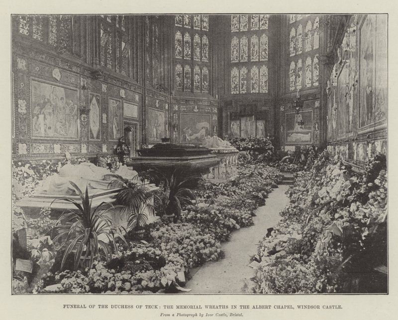 Begravelse af hertuginden af Teck, mindekransene i Albert Chapel, Windsor Castle af English Photographer