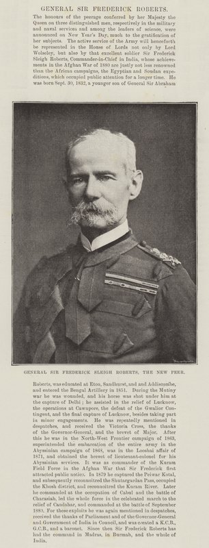 General Sir Frederick Sleigh Roberts, den nye jævnaldrende af English Photographer
