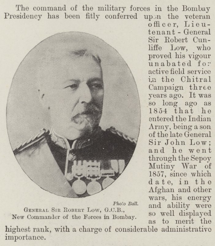 General Sir Robert Low, GCB, ny chef for styrkerne i Bombay af English Photographer