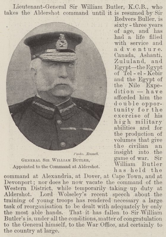 General Sir William Butler, udnævnt til kommandoen ved Aldershot af English Photographer
