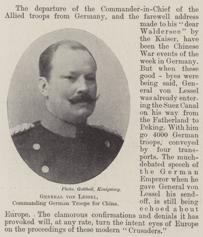 General von Lessel, der kommanderede tyske tropper til Kina af English Photographer