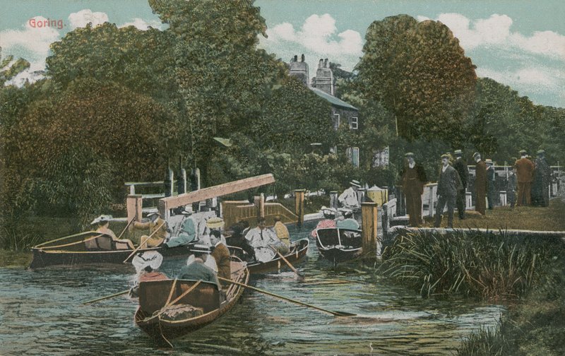 Goring - sejlads på floden. Postkort sendt i 1913. af English Photographer