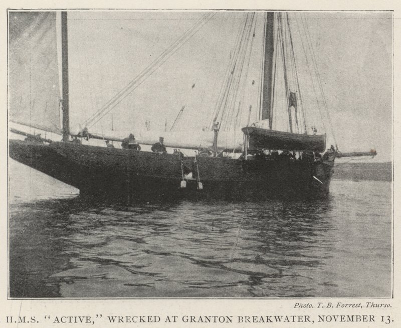 HMS Active, vraget ved Granton Breakwater, 13. november af English Photographer