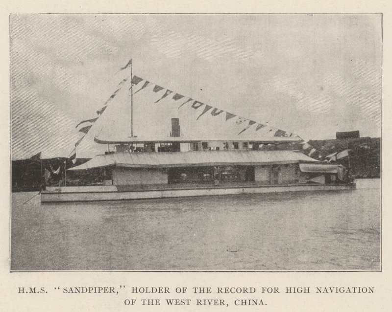 HMS Sandpiper, indehaver af rekorden for høj sejlads på West River, Kina af English Photographer