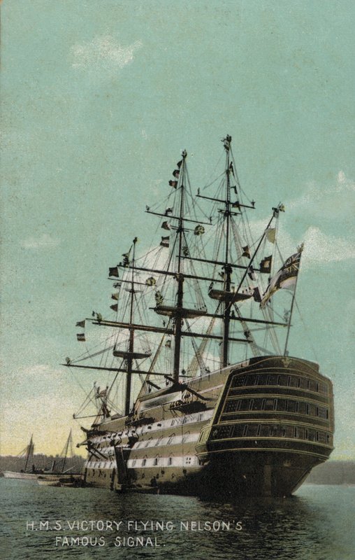 HMS Victory flyver Nelsons berømte signal (foto) af English Photographer