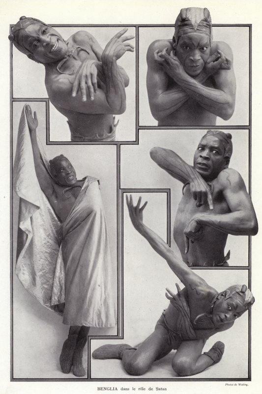 Habib Benglia, algerisk-født fransk danser og skuespiller i rollen som Satan i Un Soir de Folie på Folies Bergere, Paris af English Photographer