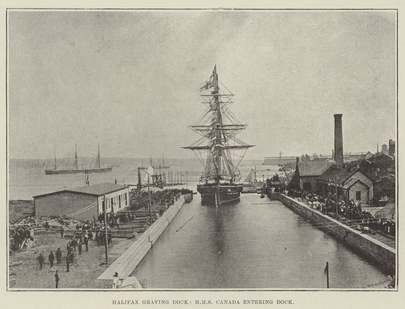 Halifax Graving Dock, HMS Canada går ind i Dock af English Photographer