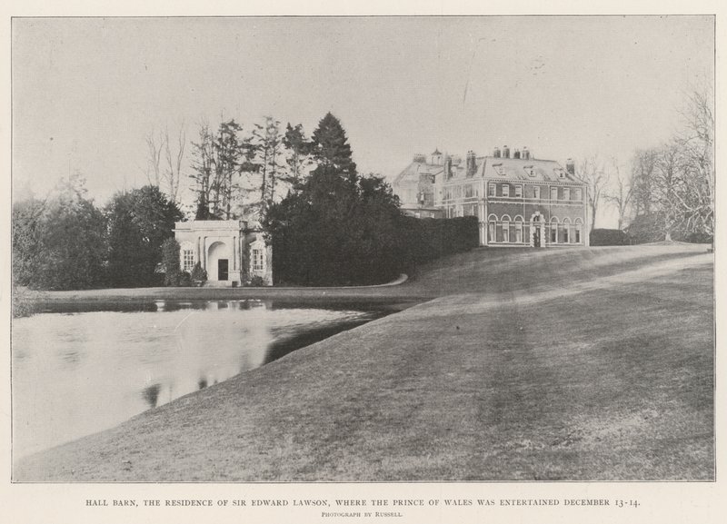 Hall Barn, Sir Edward Lawsons residens, hvor prinsen af Wales blev underholdt 13.-14. december af English Photographer