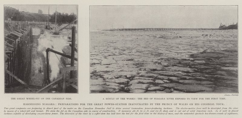 Udnyttelse af Niagara, forberedelser til den store kraftstation indviet af prinsen af Wales på hans kolonitur af English Photographer