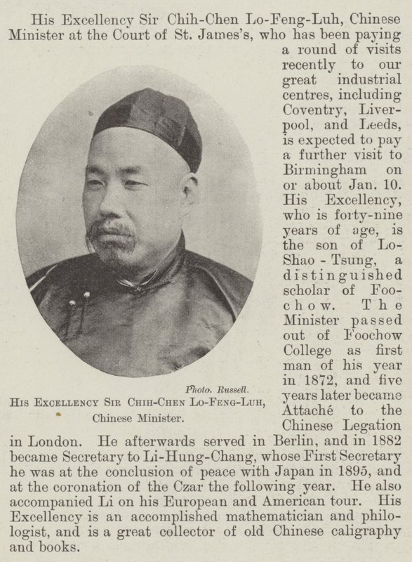 Hans Excellence Sir Chih-Chen Lo-Feng-Luh, kinesisk minister af English Photographer