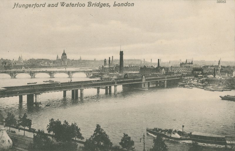 Hungerford og Waterloo Bridges, London af English Photographer