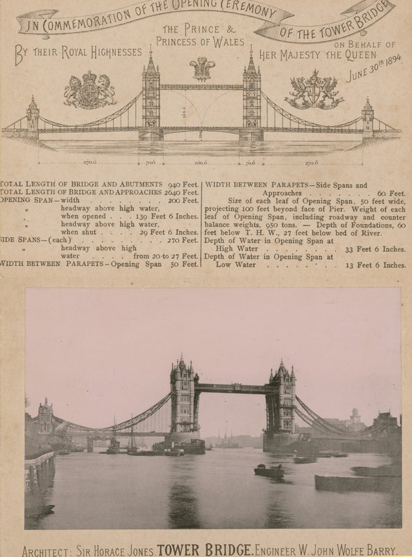 Til minde om åbningen af Tower Bridge af English Photographer