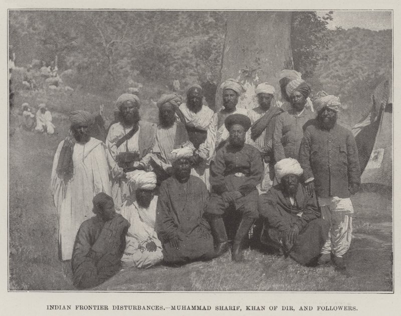 Indian Frontier Disturbances, Muhammad Sharif, Khan of Dir, og følgere af English Photographer