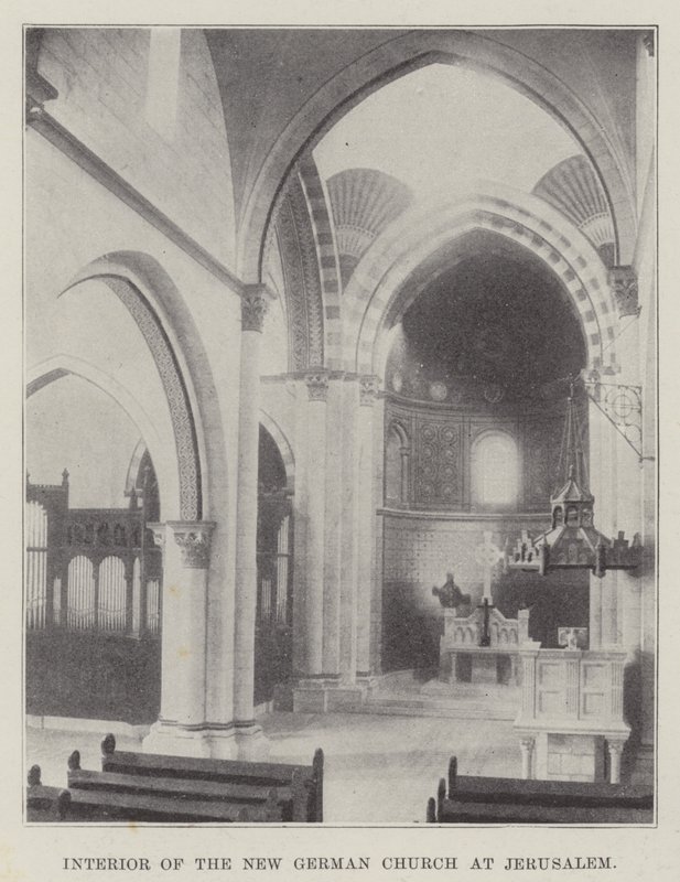 Interiør af den nye tyske kirke i Jerusalem af English Photographer