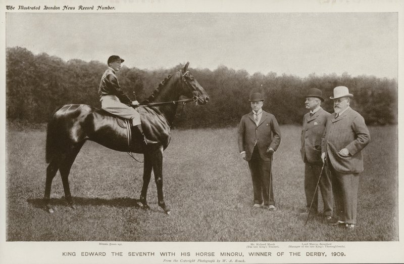 Kong Edward VII med sin hest, Minoru, vinder af Derbyet af English Photographer