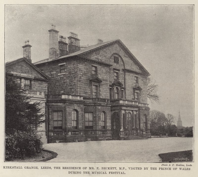 Kirkstall Grange, Leeds, bopæl for hr. E Beckett, MP, besøgt af prinsen af Wales under musikfestivalen af English Photographer