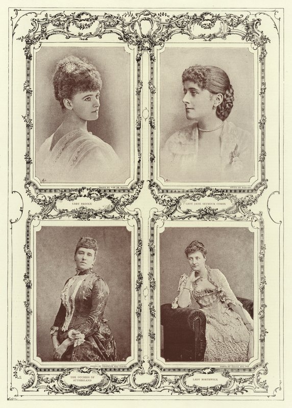 Lady Brooke, Lady Jane Seymour Combe, Hertuginden af Sutherland; Lady Borthwick af English Photographer