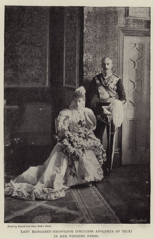 Lady Margaret Grosvenor (Prinsesse Adolphus af Teck) i sin brudekjole af English Photographer