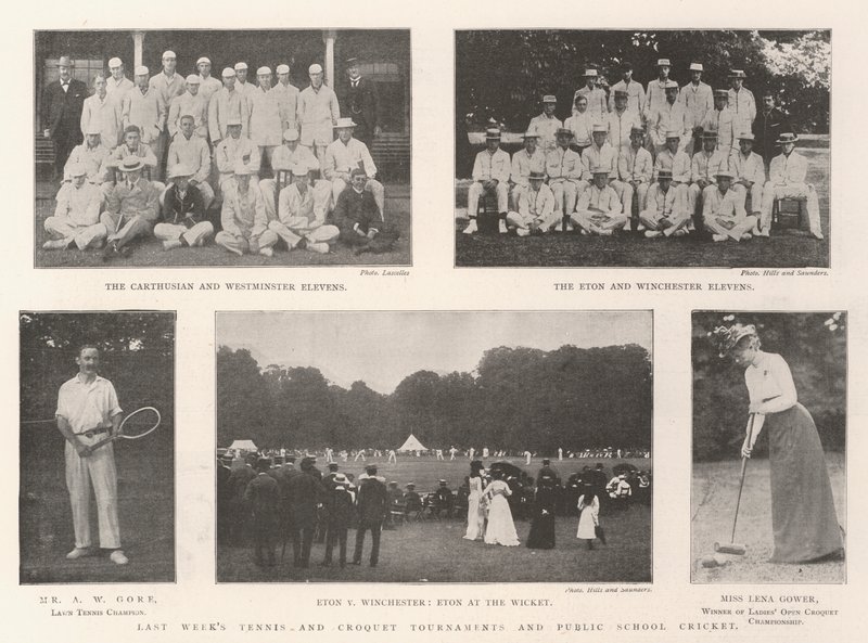 Sidste ugers tennis- og kroketturneringer og folkeskolecricket af English Photographer