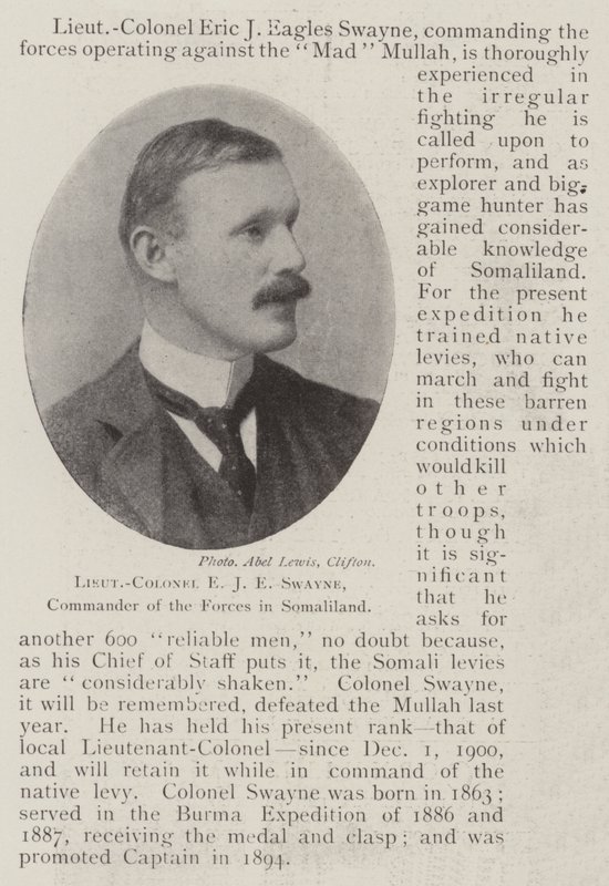 Oberstløjtnant E J E Swayne, chef for styrkerne i Somaliland af English Photographer