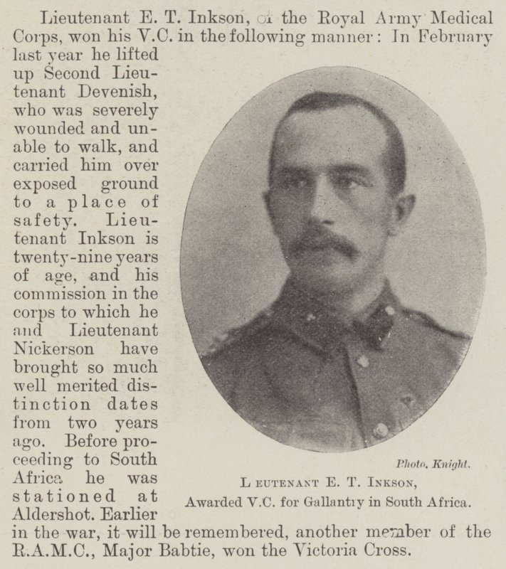 Løjtnant ET Inkson, tildelt VC for galanteri i Sydafrika af English Photographer