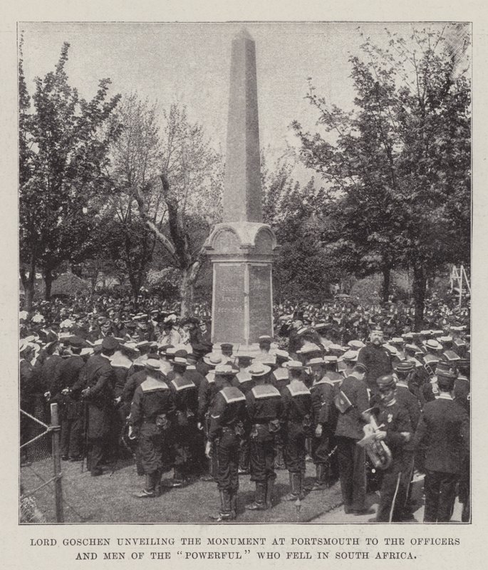 Lord Goschen afslører monumentet i Portsmouth for de magtfulde officerer og mænd, der faldt i Sydafrika af English Photographer