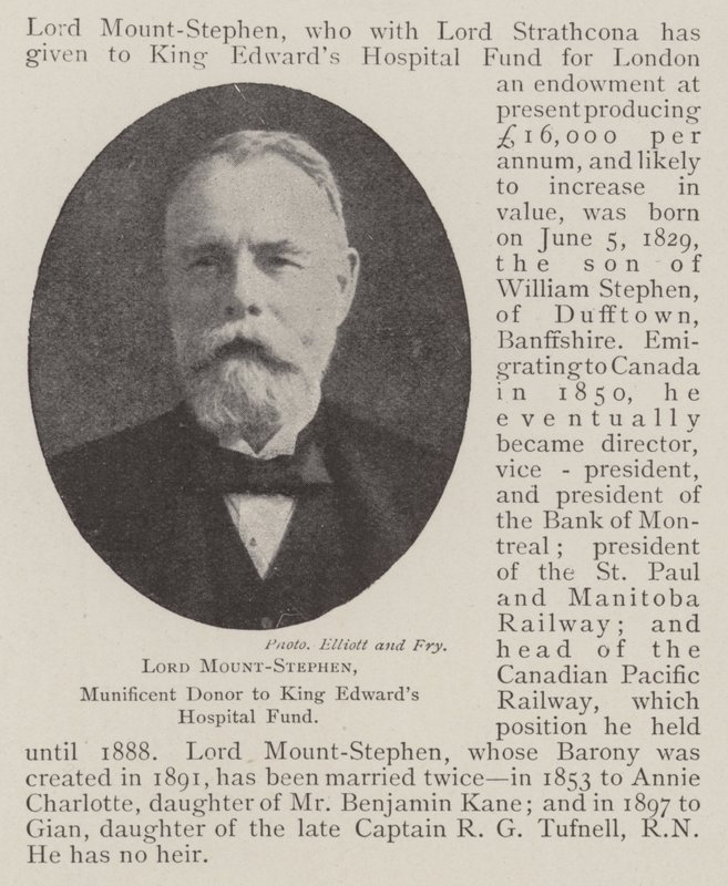 Lord Mount-Stephen, Munificent Donor til King Edwards Hospital Fund af English Photographer