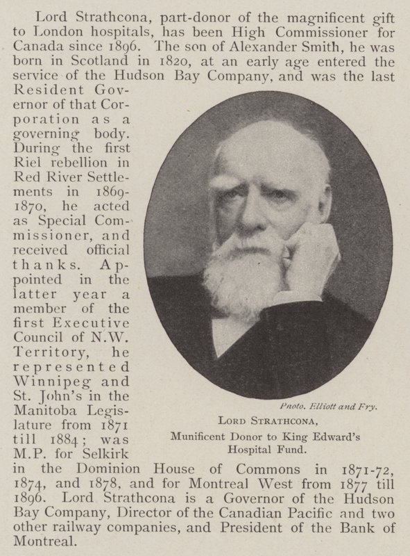 Lord Strathcona, Munificent Donor til King Edwards Hospital Fund af English Photographer