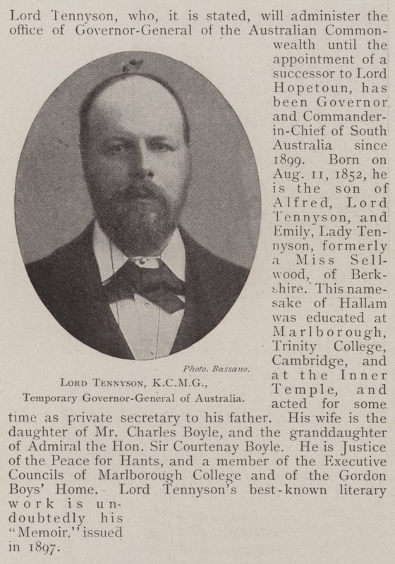 Lord Tennyson, KCMG, midlertidig generalguvernør i Australien af English Photographer