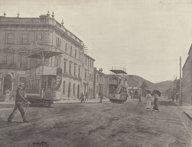 Macquarie Street, ser fra katedralen, Hobart af English Photographer