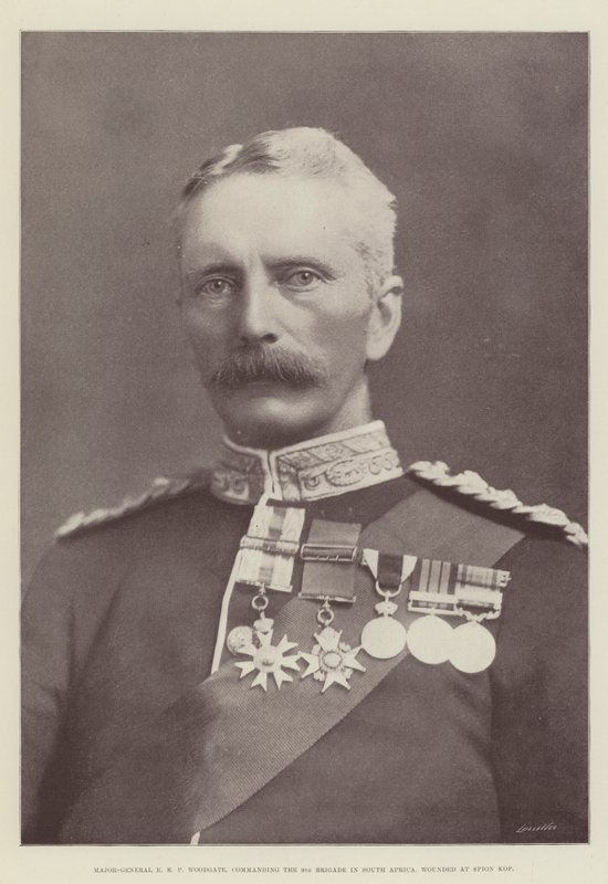Generalmajor E R P Woodgate, der kommanderede 9. brigade i Sydafrika, såret ved Spion Kop af English Photographer