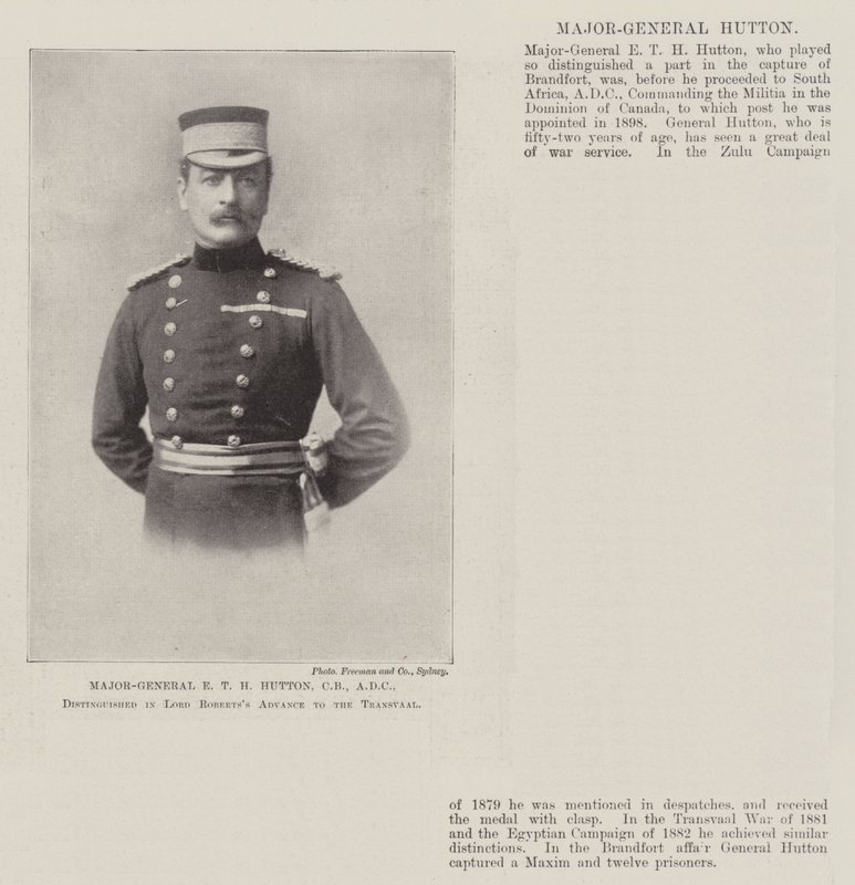 Generalmajor ETH Hutton, CB, ADC, udmærkede sig i Lord Robertss Advance to the Transvaal af English Photographer