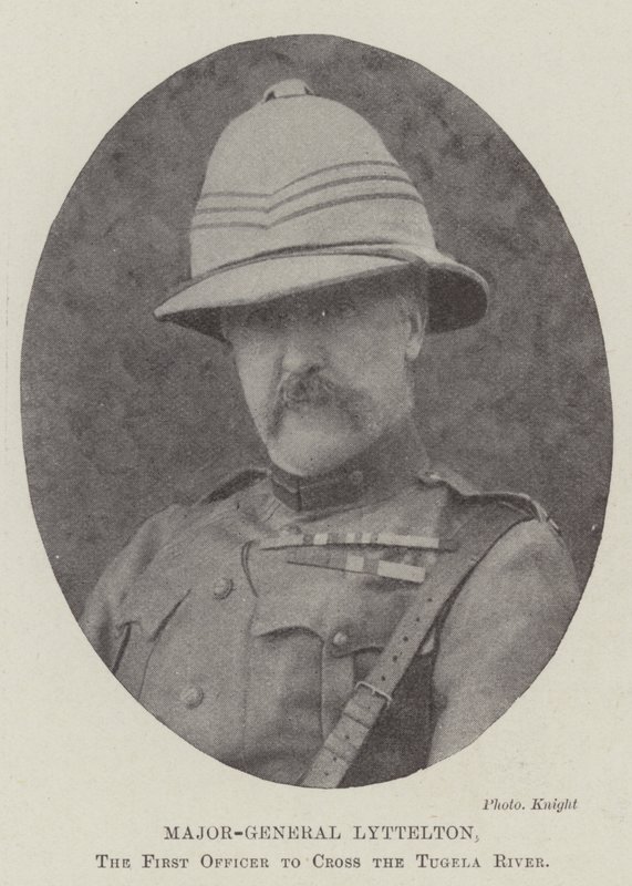 Generalmajor Lyttelton, den første officer, der krydsede Tugela-floden af English Photographer
