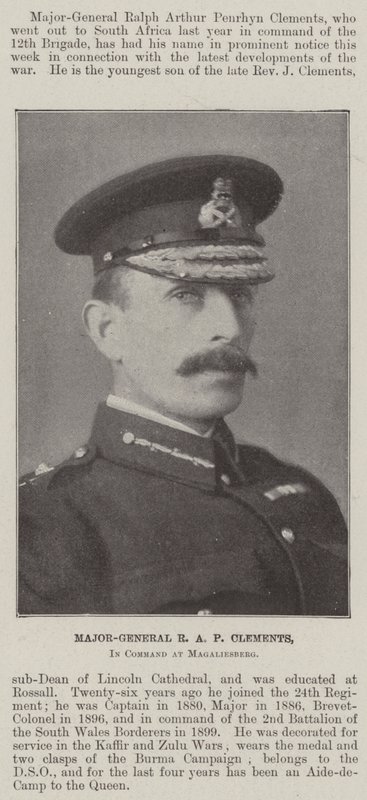 Generalmajor R A P Clements, i kommando ved Magaliesberg af English Photographer
