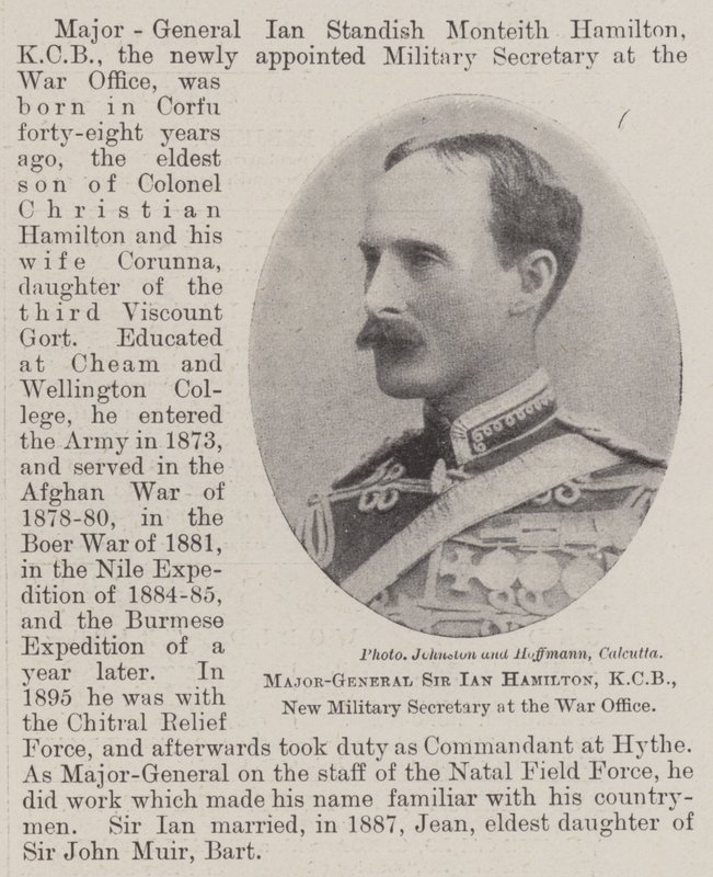 Generalmajor Sir Ian Hamilton, KCB, ny militærsekretær ved krigskontoret af English Photographer