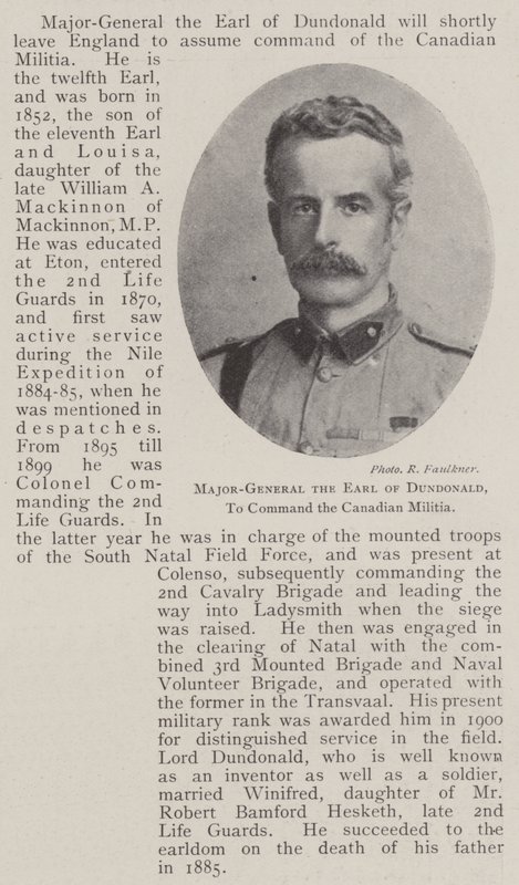 Generalmajor jarlen af Dundonald til at kommandere den canadiske milits af English Photographer