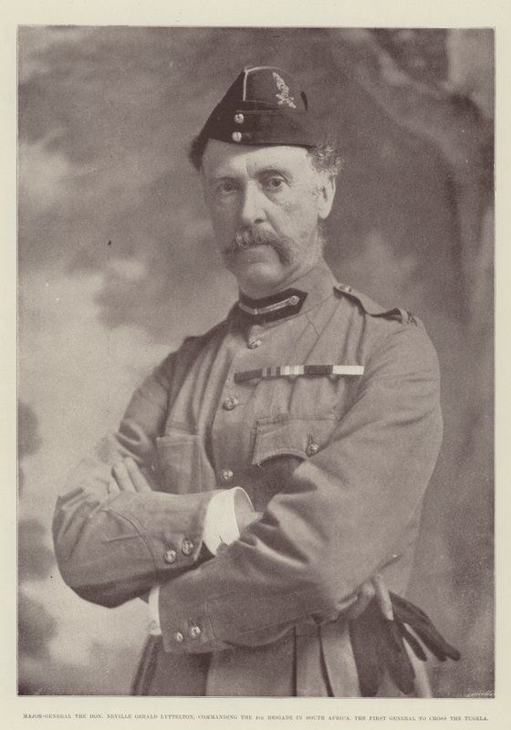 Generalmajor den ærede Neville Gerald Lyttelton, kommanderende for 4. brigade i Sydafrika, den første general, der krydsede Tugela af English Photographer