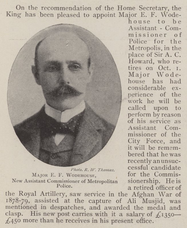 Major EF Wodehouse, ny assisterende kommissær for Metropolitan Police af English Photographer
