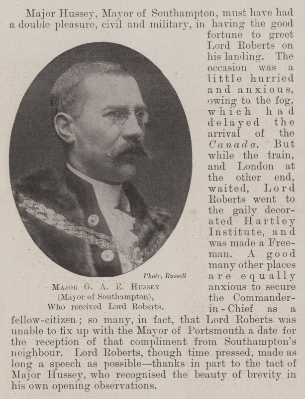Major GA E Hussey (borgmester i Southampton), som modtog Lord Roberts af English Photographer