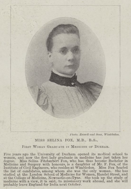 Miss Selina Fox, MB, BS, First Woman Graduate in Medicine of Durham af English Photographer