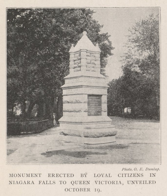 Monument rejst af loyale borgere i Niagara Falls til dronning Victoria, afsløret 19. oktober af English Photographer